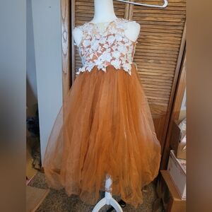 NEW Lace Applique Tulle Flower Girl Dress Formal Size 6 Wedding